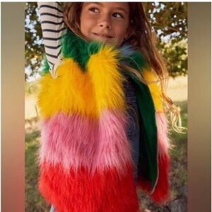 Boden faux fur rainbow vest